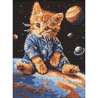 Набір з алмазною мозаїкою на підрамнику Зоряний котик Ideyka AMO8167, 30x40 см