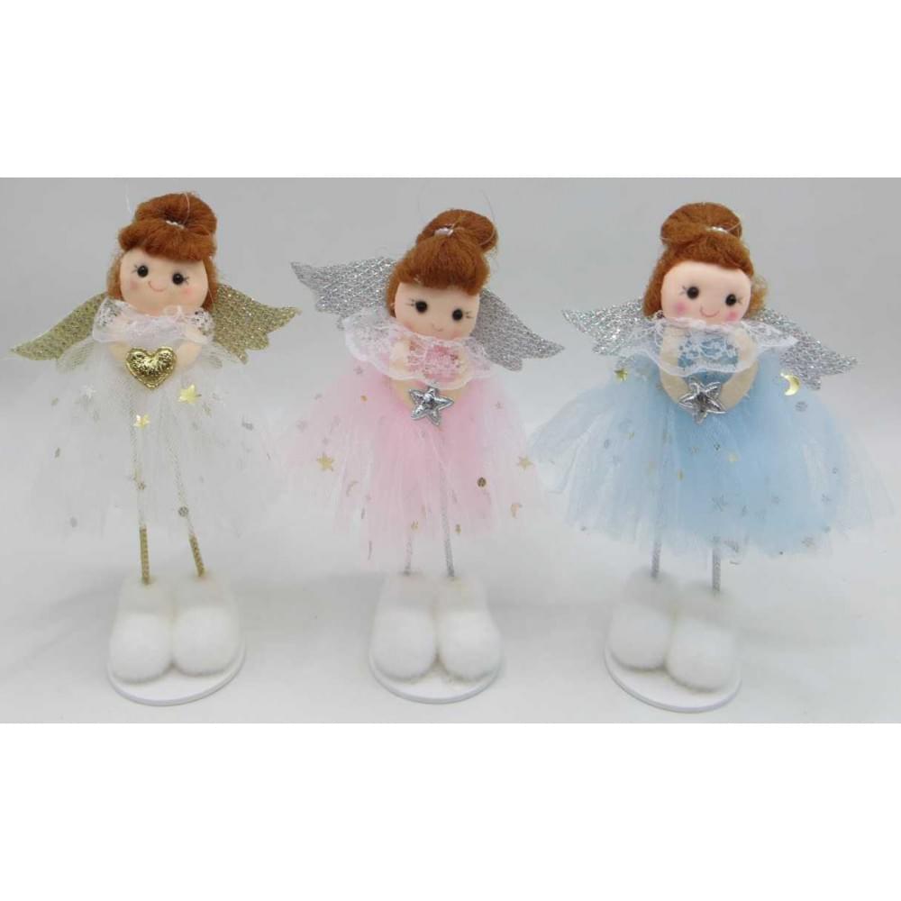 Іграшка декор новорічна "Янголятко стоїть" 18см 3в.(40*12)
