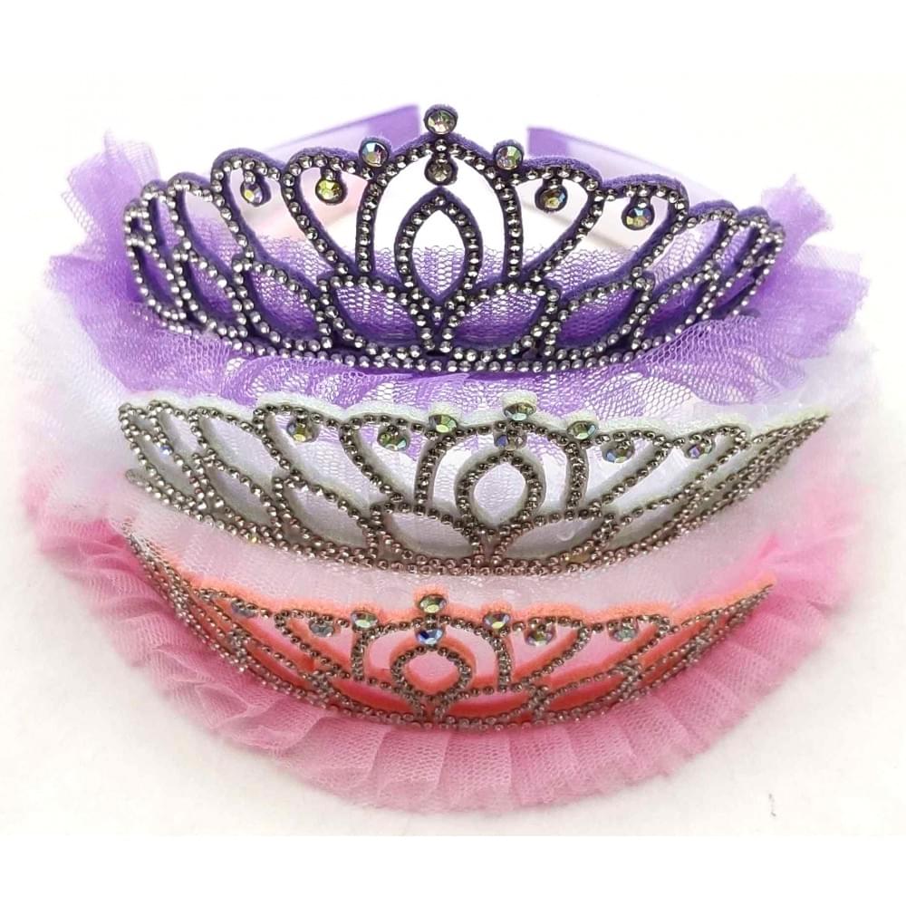 Обруч на голову "Корона ажурна зі стразами" 3кол.(50*12)