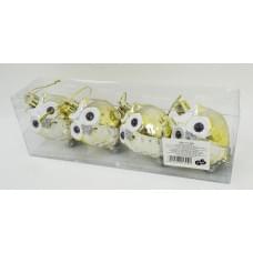 Елочные украшения "Совята" 4шт PVC 1шт/этик