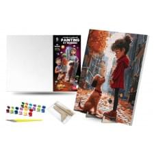 Набір для розпису по номерах Qbee "Вірний друг" з дерев'яною підставкою 40х50см QB900-047