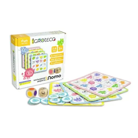 Розумне лото IGROTECO Кольорові звірята 44 фішки 4 гральних поля 900804