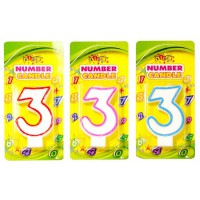 Свічка-цифра з кольоровим контуром цифра 3 набір 4 шт HS101-3