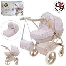 Коляска для ляльки, класика, д67,5-ш40,5-в74см, люлька д55-ш27-в13см(пластик), корзина, підсклянник, сумка, метал+пластик, в кор-ці, 56-35-22см /3/