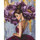 Алмазна мозаїка на підрамнику Балерина з пурпурними півоніями Ideyka 40×50 см AMO8353