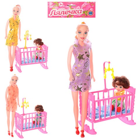 Лялька 2 шт ліжечко (в асортименті) 339-2