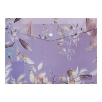 Папка-конверт на кнопці, Arabeski, А4, непрозорий матовий пластик, сливовий, 4 шт.