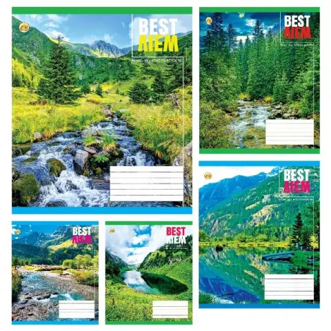 Зошити учнівські 60 аркушів клітинка Тверда Природа, 10 шт. в упаковці