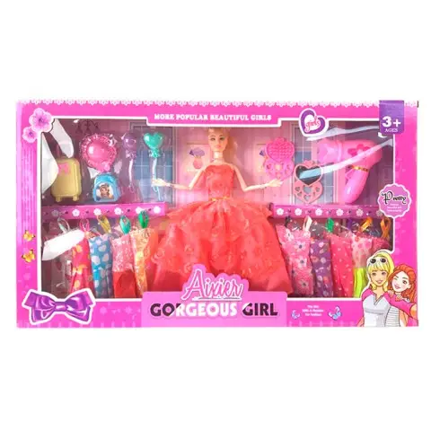 Лялька з вбранням 27 см шарнірні руки плаття фен валіза аксесуари AX11HT4