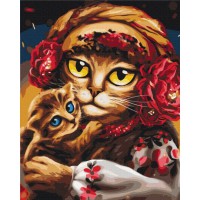 Набір для розпису по номерах Сім’я котиків ©Маріанна Пащук, 40x50 см, BS53117