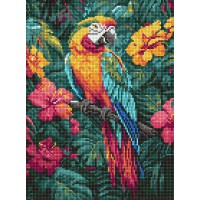 Алмазна мозаїка на підрамнику Тропічний птах Ideyka 30×40 см AMO8163