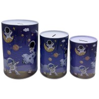 Скарбничка металева Космонавт, 3 шт., 15, 16, 22 см