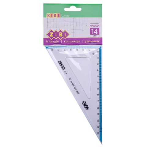 Косинець KIDS Line, 140 мм, 90°/60°, з блакитною смужкою, блістер, 12 шт. в упаковці