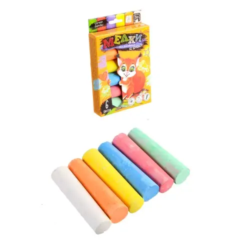 Мел для рисования на асфальте большой, 6 шт., украинский/русский, Danko Toys