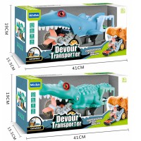 Трейлер-монстр-трек акула/крокодил з метал машинками 2 шт музика світло E7016/7017