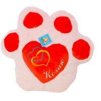 М’яка іграшка Подушка Лапка з серцем, середня, рожево-червона, 45x47 см