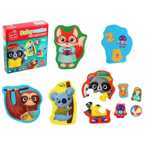 Пазли картонні Тварини. Іграшки, VT1722-27