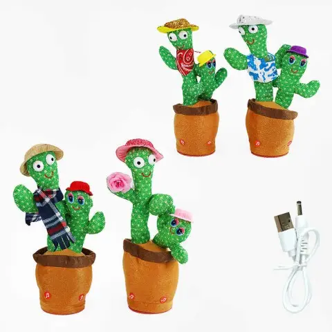 Кактус інтерактивний, пісні українською , запис, танцює, USB, C63394 (В асортименті)