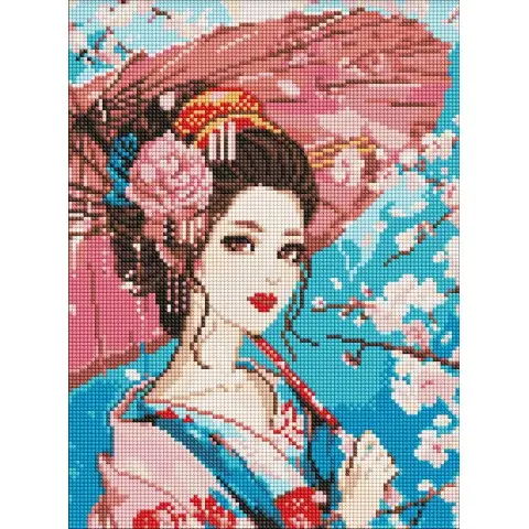 Набір з алмазною мозаїкою Японська красуня Ideyka AMO8058, 30x40 см