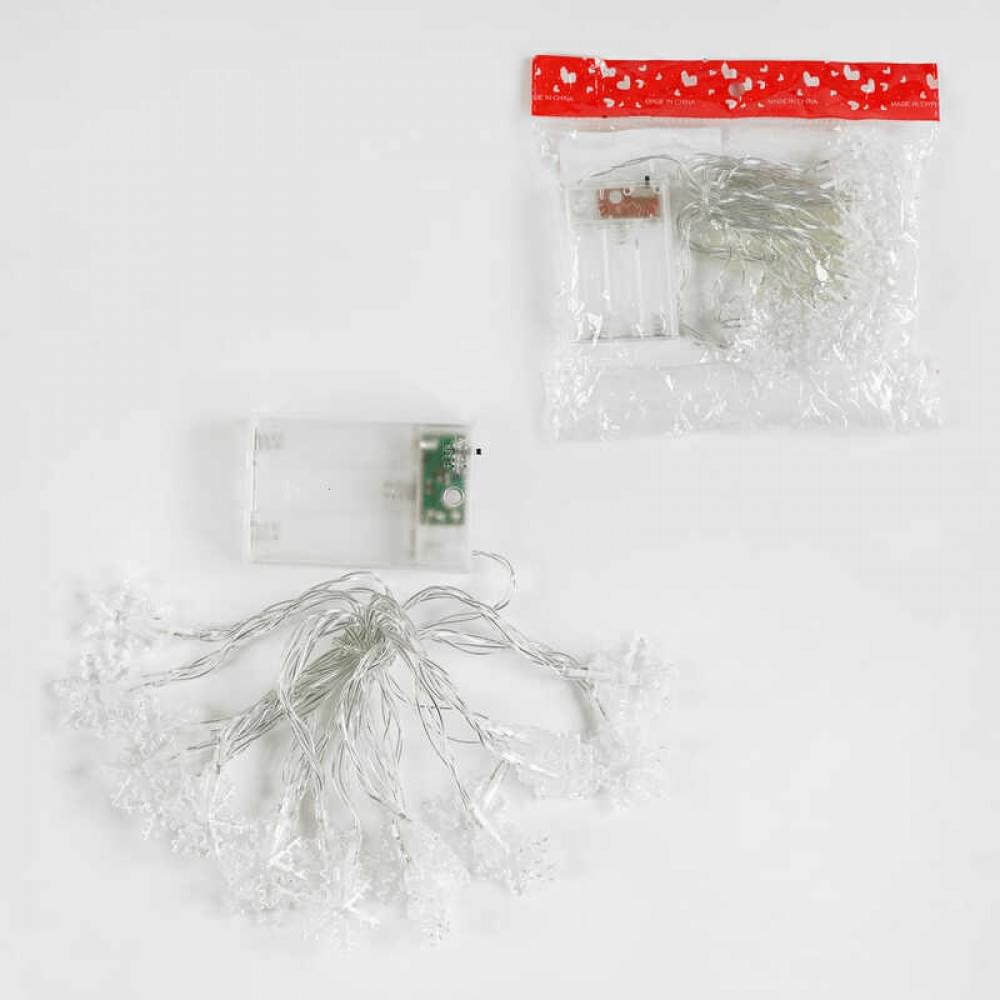 Гірлянда "Сніжинки", на батарейках, жовте світло, 2 режими, у п/е /200/