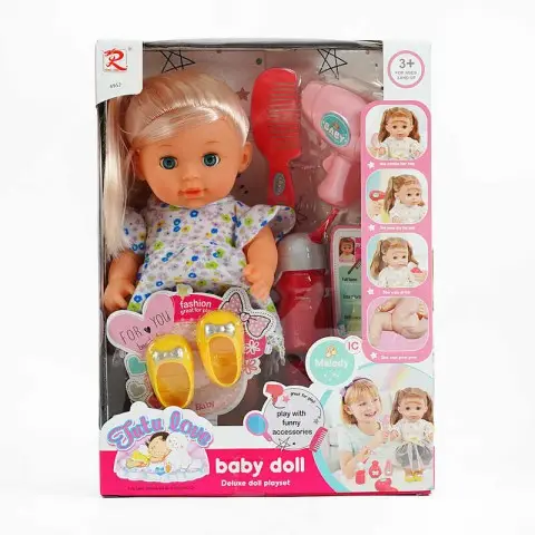 Лялька інтерактивна 28 см п'є ходить у горщик закриває очі музика інший дизайн 6952