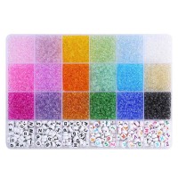 Набір бісеру в пластиковому боксі-органайзері класичні намистини та намистини з літерами 1199-316