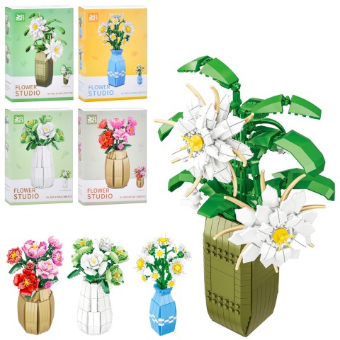 Конструктор Квіти в вазі, 9104A-9106A-9108A-9114A, від 537 деталей, (В асортименті)
