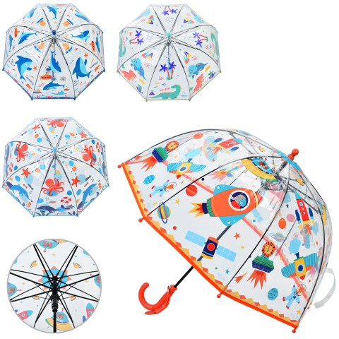 Парасолька дитяча, довжина 65 см, тростина 62 см, d=68 см, спиця 49 см, клейонка (В асортименті)