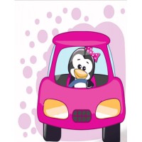 Набір для розпису по номерах Пінгвеня в машинці, Strateg, 30x30 см, ES123