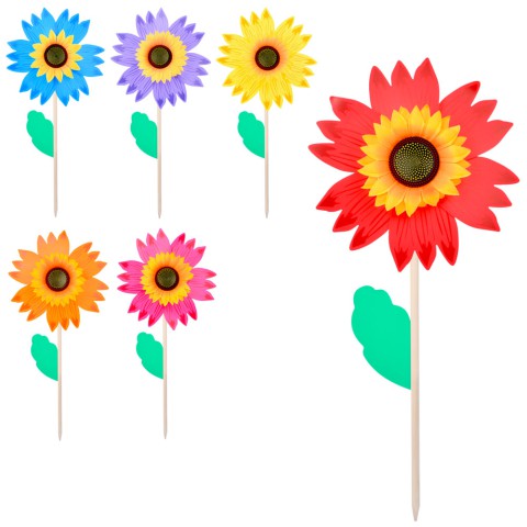 Вітрячок вертушка, квітка, діаметр 30 см, паличка 50 см (дерев’яна), 30x30x2 см