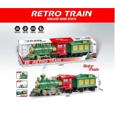 Паровоз довжина 43 см, парогенерація, звуки, інерція, підсвічування, на батарейках, 1 вагон, в кор./30/
