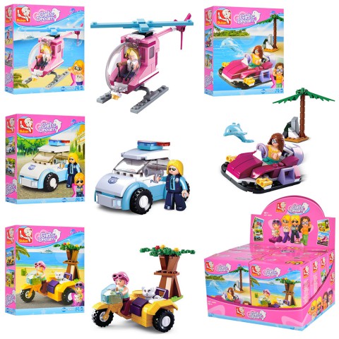 Конструктор SLUBAN Рожева мрія Транспорт, від 67 деталей, фігурки, (В асортименті)