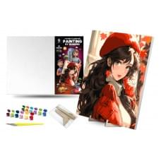 Набір для розпису по номерах Qbee "Прекрасна незнайомка" з дерев'яною підставкою 40х50см QB900-026