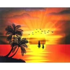 Алмазна мозаїка за номерами 30*40 "Захід сонця" карт уп. (полотно на рамі)