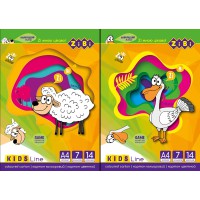 Картон кольоровий А4, 7 кольорів, 14 аркушів, 230 г/м², KIDS Line
