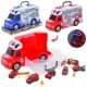 Набір машинок пожежна машина 6шт, звук, світло, на бат-ці, 2 види, у валізі 35,5-21-14,5см /9/