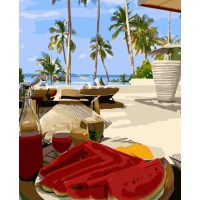 Набір для розпису по номерах Кавун на морі, Strateg, 40x50 см, HH013