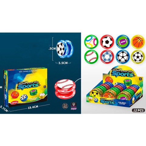 Йо-йо, 5.5 см, принт-спортивний м’яч, світло, на батарейках, 19x17x6 см (В асортименті)