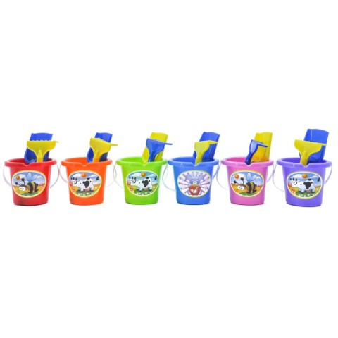 Пісочний набір Полька Максимус, відро, граблі, лопатка, 2 паски