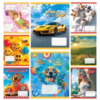 Зошити учнівські 12 аркушів коса лінія Люкс Мікс 1, 25 шт. в упаковці