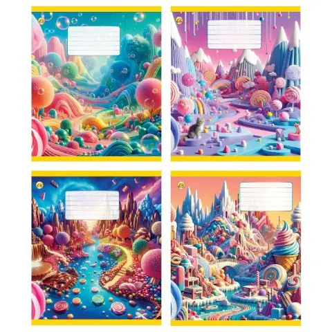 Зошити учнівські 12 аркушів коса лінія Тверда Солодощі, 25 шт. в упаковці