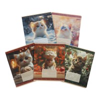 Зошити учнівські 12 аркушів клітинка KIDS LINE CATS, 25 шт. в упаковці