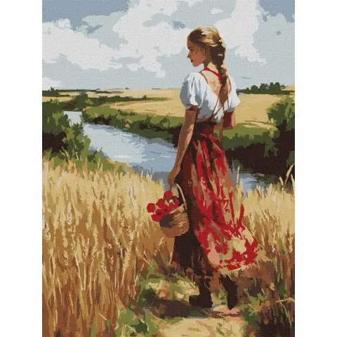 Набір для розпису по номерах Українка та лани, 30x40 см, КНО8486