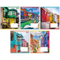 Зошити учнівські 36 аркушів лінія 1В Life in colors, 15 шт. в упаковці