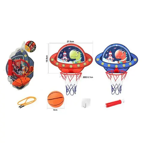 Баскетбольне кільце, пластиковий щит 27.5x19 см, пластикове кільце 10 см, сітка, м’яч, насос (В асортименті)