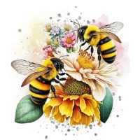 Набір для творчості алмазна картина Бджоли на соняшнику Strateg HEG88127, 30x40 см