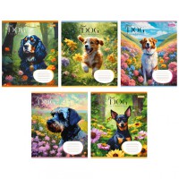 Зошити учнівські 12 аркушів лінія 1B Floral dog, 25 шт. в упаковці