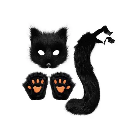 Набір для квадробера Чорний, маска 18x16 см, хвіст 45 см, лапки 15x15 см