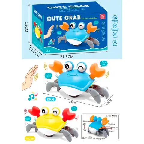 Музична іграшка краб 23 см реагує на руку бігає акумулятор музика світло (В асортименті) 6722E