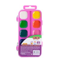 Фарби акварельні, 10 кольорів, пластикова коробка, без пензля, рожевий